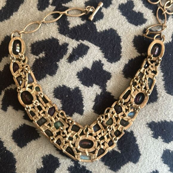 Gorgeous Sterling Silver Multi-Gemstone Multicolor Statement Necklace - Picture 5 of 6